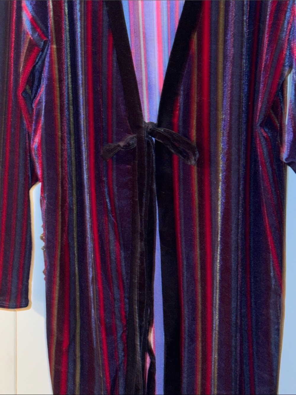 Velvet Striped Long Robe - Picture 4 of 5